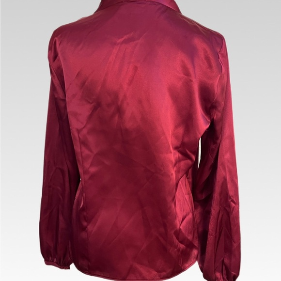 Calvin Klein Deep Red Satin Blouse Brand New - Picture 2 of 9